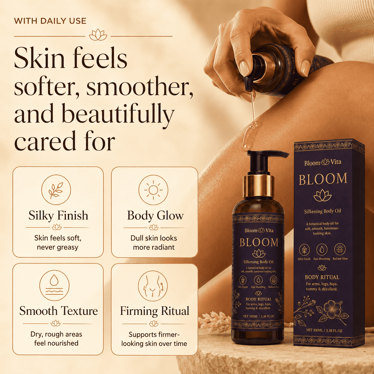 BLOOM Body Silkening Oil - 100% Real