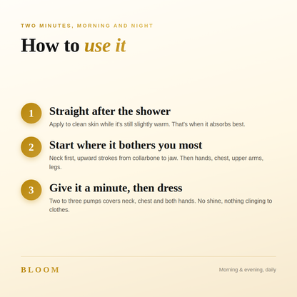 BLOOM Body Silkening Oil — Bakuchiol Body Care for Skin After 45
