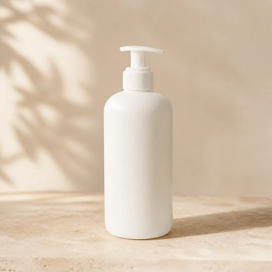 Plain white body lotion bottle